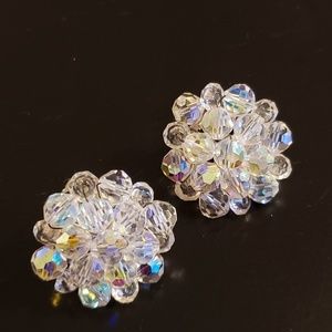 💕Vintage Clear Bead Clip Earrings